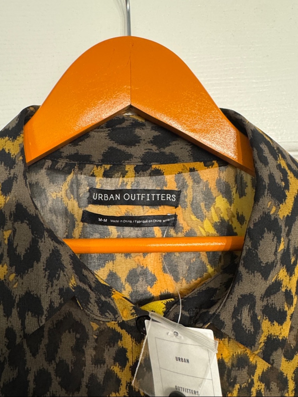 Urban Outfitters Sheer Cropped Animal Print Button-Down Shirt - Picture 2 of 5